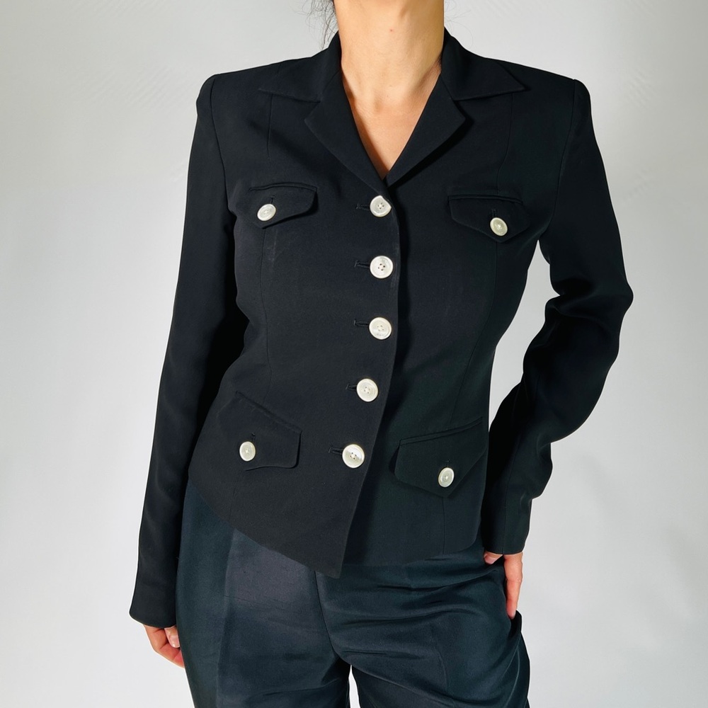 LAUREN RALPH LAUREN Womans Blazer Size 6 Black Silk Fitted - Picture 4 of 13